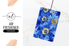 Watercolor Blue Sunflower Floral Pattern with Gold and Teal Product Image 1