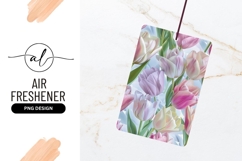 Pastel Tulip Flowers with Green Leaves on a Light Blue Product Image 1