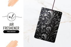 Silver Floral Pattern on Black Background with Embossed Product Image 1