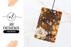 Floral Illustration of White and Brown Flowers on a Dark Product Image 1