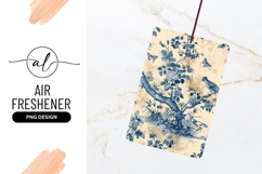 Blue Floral Toile Pattern with Birds Butterflies Product Image 1