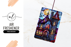 Stained Glass Haunted House Illustration with Moon Product Image 1