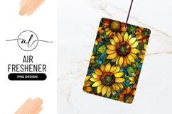 Stained Glass Sunflowers with Yellow Petals and Green Leaves Product Image 1