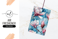 Watercolor Magnolia Flowers on Blue Background Product Image 1