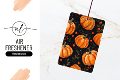 Watercolor Pumpkins Berries and Vines Pattern on Black Product Image 1