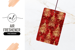Gold Christmas Trees and Stars Pattern on Red Background Product Image 1