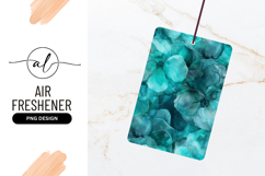 Turquoise Floral Ink Wash Background Air Freshener Png Product Image 1