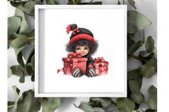 Christmas Chibi African American Girl PNG Bundle 10 Product Image 4