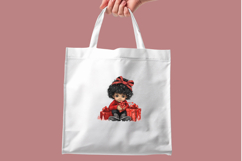 Christmas Chibi African American Girl PNG Bundle 10 Product Image 8