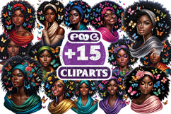 African American Woman with Butterflies Clipart PNG Product Image 1