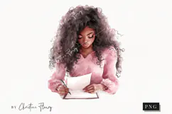 Watercolor Woman Writing a Letter | Letter Clipart Product Image 1