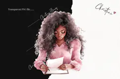 Watercolor Woman Writing a Letter | Letter Clipart Product Image 2
