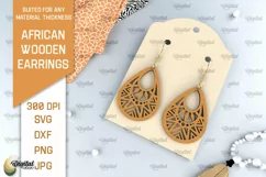 African Wooden Earrings Laser Cut. African Earrings SVG Product Image 1