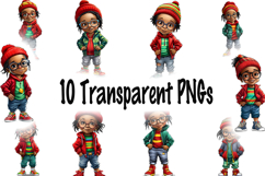 Cute Christmas Kids Clipart | Children in Streetwear PNG Product Image 10