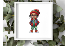 Cute Christmas Kids Clipart | Children in Streetwear PNG Product Image 4