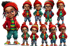 Cute Christmas Kids Clipart | Children in Streetwear PNG Product Image 1