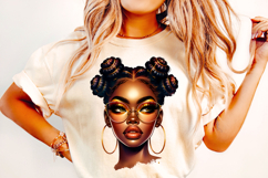 Black Girl PNG Sublimation, Afro Woman With Bantu Knots PNG Product Image 1