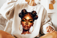 Black Girl PNG Sublimation, Afro Woman With Bantu Knots PNG Product Image 2