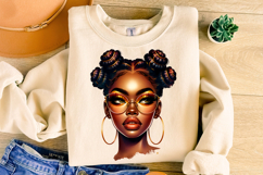 Black Girl PNG Sublimation, Afro Woman With Bantu Knots PNG Product Image 3