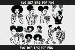 Afro Girl with Cash SVG Cricut Cut File Product Image 1