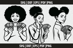 Afro Girl with Cash SVG Cricut Cut File Product Image 2