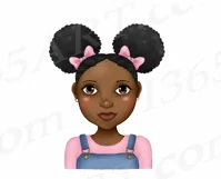 Little Black Girls With Afro Puffs African Clipart PNG Product Image 2
