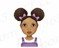 Little Black Girls With Afro Puffs African Clipart PNG Product Image 3