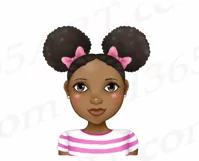Little Black Girls With Afro Puffs African Clipart PNG Product Image 4