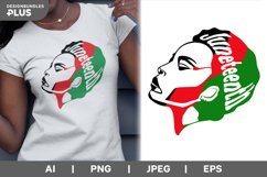 Woman's Side Profile, Juneteenth Flag Colors Sublimation Product Image 1