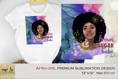 Afro girl sublimation design png Brown sugar babe Product Image 1