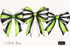 Whimsical Striped Bow Clipart | Halloween PNG Product Image 1