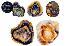 Watercolor Agate Gemstone Clipart Set - 25 .PNG Files Product Image 2