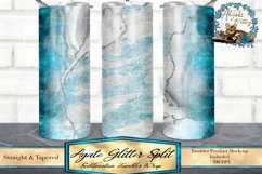 This is a glitter and agate split tumbler wrap. This sublimation tumbler design that is sized to fit sublimation 20oz skinny tumblers.
