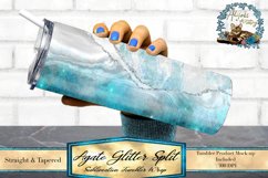 This is a glitter and agate split tumbler wrap. This sublimation tumbler design that is sized to fit sublimation 20oz skinny tumblers.