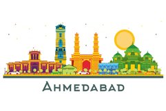 Ahmedabad India city skyline with color buildings and blue. Product Image 1