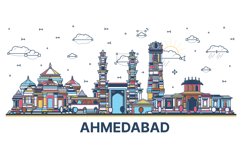 Outline Ahmedabad India City Skyline. Product Image 1