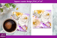 Lilac flowers coaster Watercolor Floral coaster PNG Product Image 1