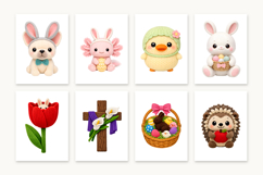 78 Easter Crochet PNG Bundle, Cute Knitted Animals Product Image 2