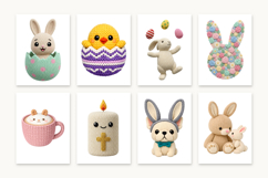 74 Knitted Easter PNG Clipart, 3D Crochet Bunny Product Image 2