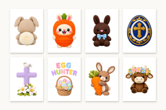 78 Easter Crochet PNG Bundle, Cute Knitted Animals Product Image 4