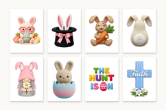 74 Knitted Easter PNG Clipart, 3D Crochet Bunny Product Image 8