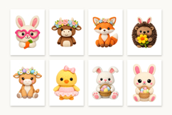 79 Easter Crochet PNG Bundle, Cute Knitted Animals Clipart Product Image 10
