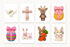 79 Easter Crochet PNG Bundle, Cute Knitted Animals Clipart Product Image 11