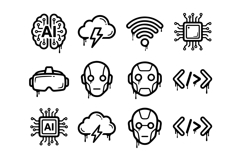AI Robot Graffiti Icon Pack Futuristic Tech Urban Vector Product Image 2