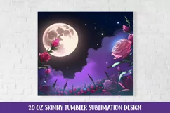 Roses in the Moonlight Skinny Tumbler Sublimation Wrap Product Image 2
