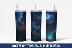 Roses in the Moonlight Skinny Tumbler Wrap Sublimation Product Image 1