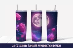 Pink Roses in the Moonlight Tumbler Sublimation Wrap Product Image 1