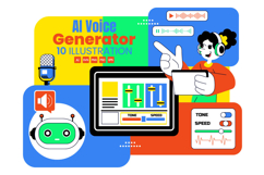 10 AI Voice Generator Tools Illustration Product Image 1