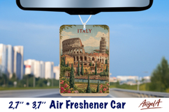 Car Air Freshener sublimation Italy Europa Vintage design Product Image 1