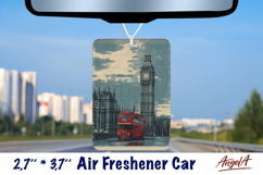 Car Air Freshener sublimation London Vintage city design Product Image 1